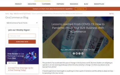 Advance Web Solutions Featured On OroCommerce Blog Regarding Lessons Learned From COVID-19